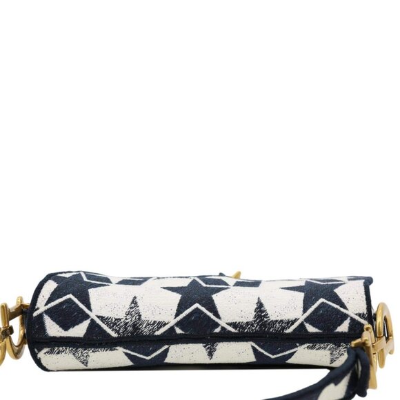 Christian Dior  Saddle Embroidered Stars Canvas Hobo Bag White - Picture 5 of 14